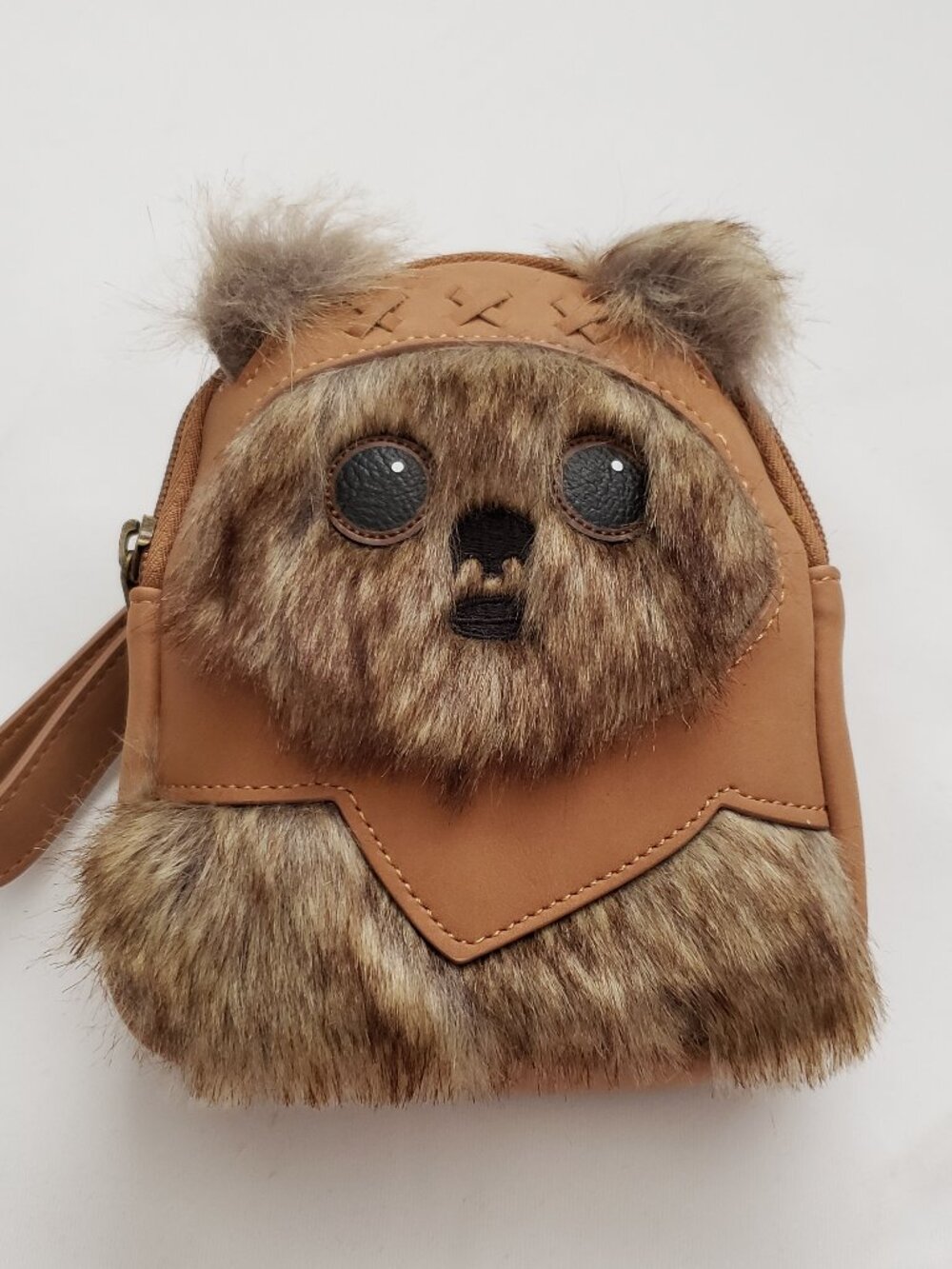 NWT Loungefly x Star Wars brown Ewok belt back wristlet purse suede furry Disney